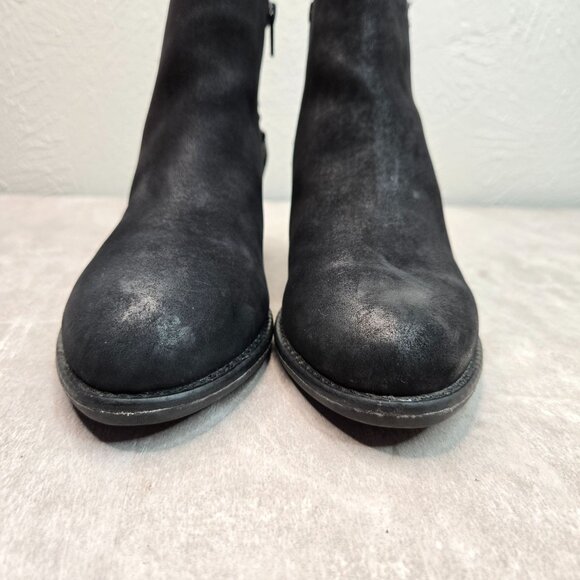 Steve Madden Ankle Boots Size 8 Black Leather Grunge Goth Edgy Chain Booties - Picture 3 of 14